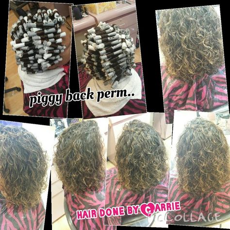 piggyback perm wrap and results Piggyback Perm Before And After, Piggyback Perm, Hair Perms, Men Curly Hairstyles, Hair Styles Curly Hair, Styles Curly Hair, Hair Styles Curly, Curly Hairstyles For Black Women, Permed Hair