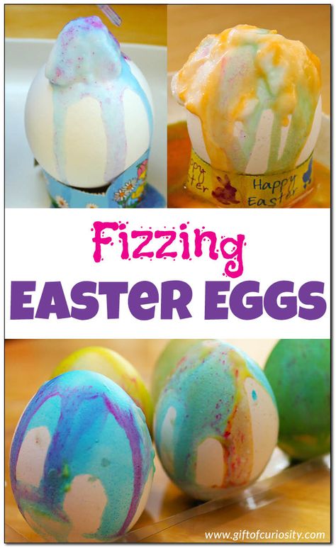 Fizzing Easter eggs: This year, don't just dye your eggs, make fizzing Easter eggs that combine art, fine motor development, and science into one gorgeous way to decorate your eggs for Easter! || Gift of Curiosity Easter Steam, Easter Science, Decorating Eggs, Spring Science, Preschool Easter, Holiday Stem, Spring Themes, Science Concepts, Fine Motor Development