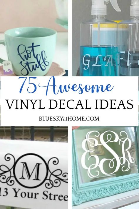 75 Awesome Ways to Use Vinyl Decals - Bluesky at Home Vinyl Decals Ideas, Cricut Wall Decals, Adhesive Vinyl Projects, Vinyl Decal Projects, Accessories Organization, Vinyl Decor, Diy Vinyl, Tree Wall Decal, Cricut Craft Room