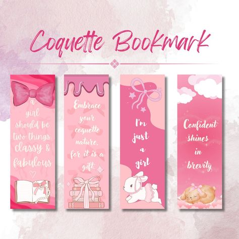 Coquette Bookmark, Bookmark Printable, Bookmark Design, Bookmarks For Books, Printable Bookmarks, Bookmarks Kids, Digital Devices, Cute Bookmarks, How To Make Bookmarks