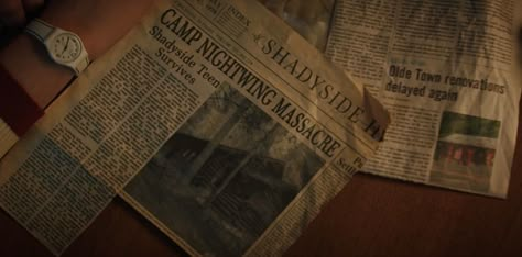 fear street 1994, 2021 Fear Street 1994, Street Aesthetic, Newspaper Clippings, Spooky Movies, Fear Street, 80s Horror, Slasher Movies, Horror Book, Retro Horror