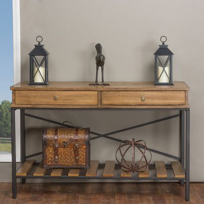 Wholesale Interiors Newcastle Console Table & Reviews | Wayfair Vintage Industrial Design, Metal Console Table, Metal Console, Vintage Industrial Furniture, Sofa End Tables, Table Cafe, Baxton Studio, Console And Sofa Tables, Coffee Table Vintage