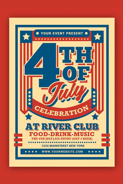 4th Of July Graphic Design, 4th Of July Graphics, July Inspiration, Independence Day Poster, Blue Bonnet, 4th July Crafts, Flyer Free, Music Flyer, Powerpoint Design Templates