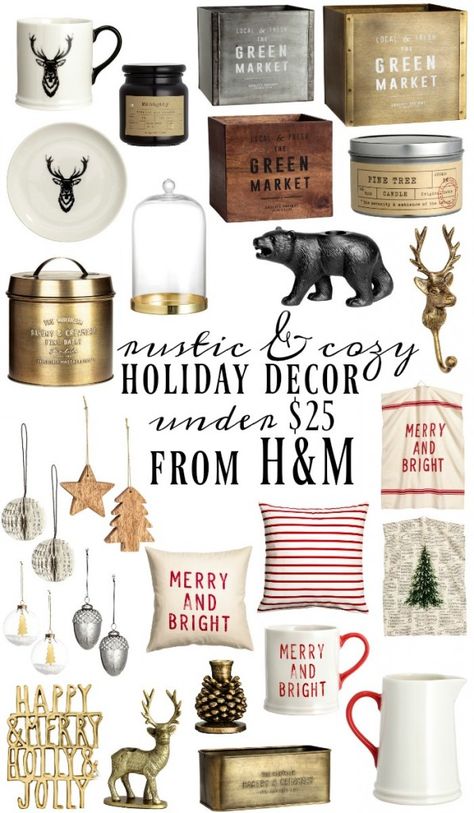 Rustic Holiday Decor from H&M All under $25 Hm Christmas, Rustic Winter Decor, Amazing Christmas Trees, Liz Marie, Plaid Christmas Decor, Hm Home, Rustic Holiday Decor, Summer Christmas, Event Decorations