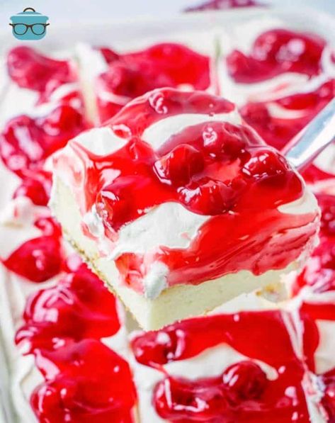 Cherries in the Snow Cake - The Country Cook Cherry Swirl Cake, White Cake With Cherry Pie Filling, Cherry Christmas Cake, Cherries In The Snow Dessert, Cherry Pie Filling Cake, Cherry Pudding Cake, Cherry Poke Cake, Cherry Cakes, Cherries In The Snow