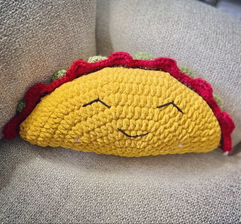 Taco Pillow, Crochet Taco, Taco Beef, Food Pillows, Unique Decorative Pillows, Crochet Lovey, Taco Lover, In Your Arms, Crochet Pillow