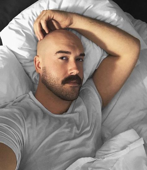 Male Pattern Baldness Hairstyles, Haircuts Male, Bald Head Man, Moustache Style, Bald Men With Beards, Moustaches Men, Bald Men Style, Bald Look, Bald With Beard