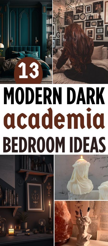 Modern Dark Academia Bedroom, Modern Dark Academia, Dark Academia Bedroom Ideas, Dark Academia Bedroom, Dark Academia Interior, Dark Cozy Bedroom, Moody Bedroom Ideas, Academia Bedroom, Double Bed Designs