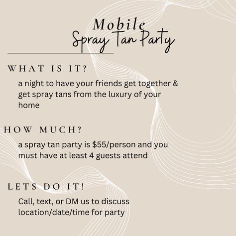 October Spray Tan, Spray Tan Giveaway Ideas, Pre Tanning Tips, Spray Tanning Price List, Reasons To Get A Spray Tan, Dolce Glow Spray Tan, Spray Tan Pricing, Fall Spray Tan Quotes, Spray Tan Promotion Ideas