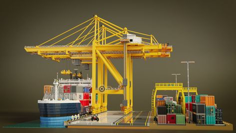 Tour at the Container Terminal (Eye-level) | This angle look… | Flickr Lego Container, F1 Lego, Port Crane, Container Terminal, Planet Coaster, Lego Ship, Lego Trains, Paper Model, Lego Moc