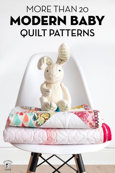 More than 20 modern, graphic and simple baby quilt patterns & free tutorials. Quilt Neutral, Modern Baby Quilt Patterns, Baby Quilt Size, Gingham Quilt, Polka Dot Chair, Modern Baby Quilt, Baby Quilt Pattern, Baby Quilt Patterns, Star Quilt Patterns