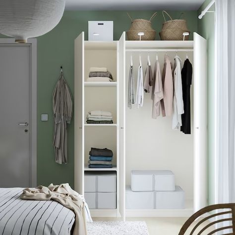 PAX / FORSAND Wardrobe combination, white/white, 59x235/8x791/4" - IKEA Pax Planner, Ikea Food, Double Wardrobe, Pax Wardrobe, Organization Furniture, Fitted Wardrobes, Frame Shelf, Mirrored Wardrobe, Clothes Rail