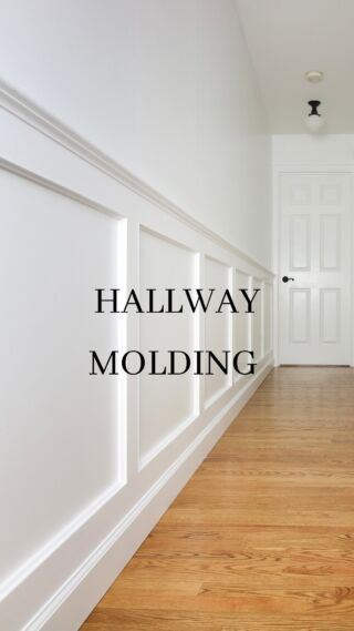 Wainscoting Picture Wall, Hallway With Molding, Hallway With Wainscoting, Wainscoting With Wood Trim, Entryway Wall Molding Ideas, Narrow Entry Hallway Decorating, Modern Wall Molding Ideas, Wood Molding On Walls, Dining Room With Wainscotting