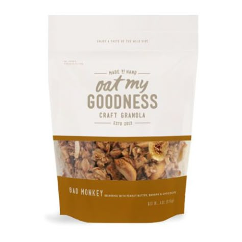 Goodness Craft, Granola Brands, Chunky Monkey Ice Cream, Monkey Craft, Bad Monkey, Satisfying Snacks, Vanilla Granola, Granola Bites, Packaging Snack