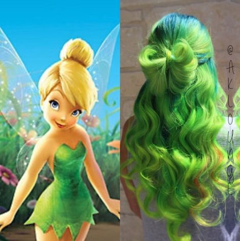 32 Disney-Inspired Rainbow Hair Ideas Fit For a Princess Tinkerbell Hair, Rainbow Hair Ideas, Wild Hair Color, Wow Hair Products, Crazy Color, Disney Hair, Vivid Hair Color, Candy Hair, Creative Hair Color