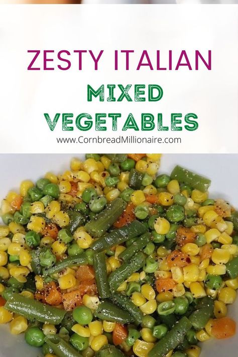 Zesty Italian Mixed Vegetables are uniquely delicious thanks to a creative splash of seasonings. Easy to make with simple ingredients. Serve as a side dish with a favorite meal or special holiday dinner. Italian Mixed Vegetables, Recipe For Mixed Vegetables, Seasoning For Mixed Vegetables, Seasoned Mixed Vegetables, Light Vegetable Side Dishes, Mixed Vegetables Salad, Mixed Veggies Side Dish Frozen, Italian Style Vegetables, Vegetable Medley Recipes Side Dishes