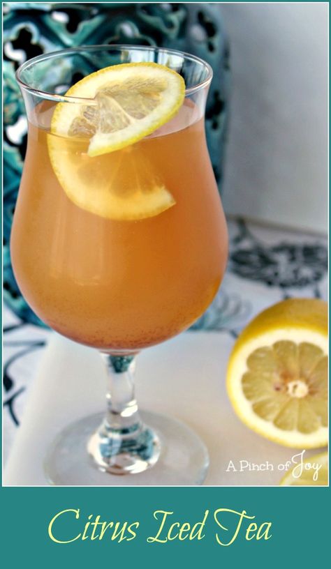 Citrus Iced Tea Citrus Iced Tea, Citrus Tea Recipe, Citrus Tea, Cold Drinks Recipes, Lemonade Punch, Lemonade Concentrate, Holiday Punch, Orange Drinks, Orange Tea