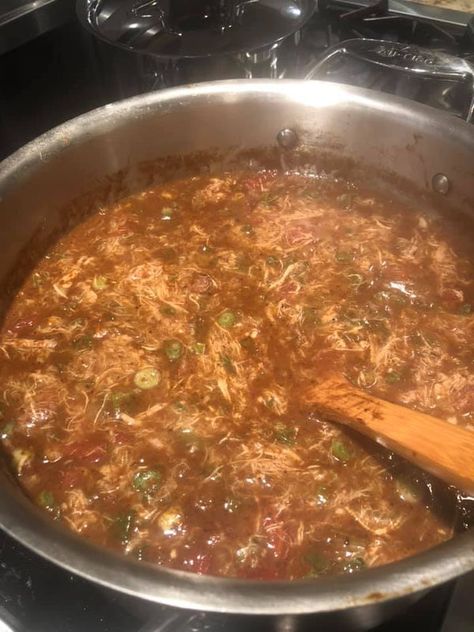 Sauteed Okra, Chicken Sausage Gumbo, Mini Sweets, Chicken Gumbo, Sausage Gumbo, Green Peppers, Creole Seasoning, Bacon Grease, Andouille Sausage