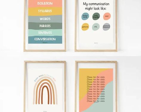 Speech Therapy Wall Art Bundle of 4 Prints / SLP Poster / Speech Therapy / SLP / SLP Wall Art / Digital Download / Speech Prints Speech Sound Development Chart, Therapy Wall Art, Therapy Space, Love Speech, Natural Vibes, Sound Wall, Therapy Gift, Speech Therapy Resources, Speech Room