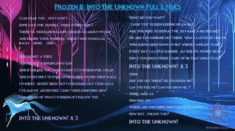 Into The Unknown lyrics from Frozen II #Frozen2 Happy Birthday Song Lyrics, Let It Go Lyrics, Frozen Painting, Song Qoutes, Bedtime Songs, Frozen Songs, Signs Of True Love, Table Chart, Money Math