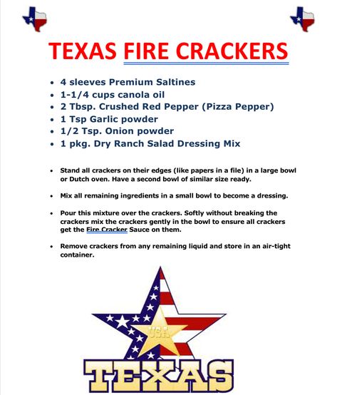 The best Texas Fire Cracker Recipe. Texas Fire Crackers, Texas Firecrackers Recipe, Texas Firecracker Crackers, Texas Fire Crackers Recipe, Texas Firecrackers, Cracker Mix Recipes, Alabama Fire Crackers Recipe, Texas Treats, Fire Crackers Recipe