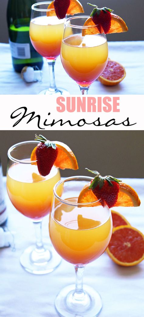 Sunrise Mimosas Sunrise Mimosa, Copycat Drink Recipes, Smoothie Flavors, Summertime Snacks, Mimosa Recipe, Happy Drink, Homemade Cocktails, Liqueurs Recipes, Baby Drinks