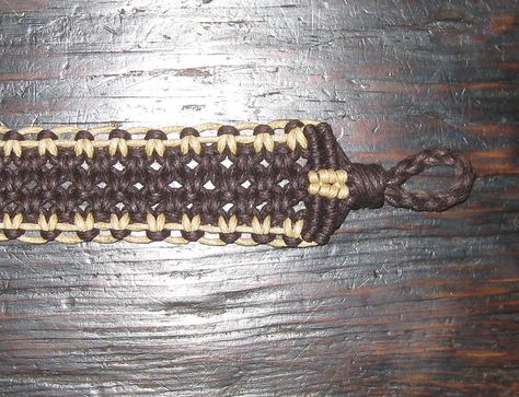 simple macrame guitar strap (head end) | Beweave It Or Knot | Flickr Macrame Guitar Strap Pattern, Macrame Guitar Strap Diy, Crochet Guitar Accessories, Guitar Strap Diy, Macrame Guitar Strap, Guitar Strap Pattern, Guitar Straps Diy, Brown Macrame, Simple Macrame