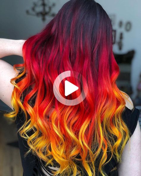 Heidi Grotesque  - nailsandinspo: Inspo 🔥 Fashion Red Hair, Fire Ombre Hair, Wig Inspiration, Yellow Hair Color, Hair Dye Tips, Black Curly Wig, Hair Colorful, Outfit Grunge, Ponytail Bun