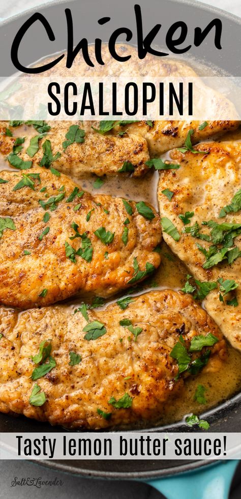 Chicken Scallopini, Lemon Butter Chicken, Chicken Breast Recipes Baked, Italian Dinner Recipes, Recipes Easy Dinner, Dinner Recipes Easy, Chicken Entrees, Lemon Butter Sauce, Chicken Main Dishes