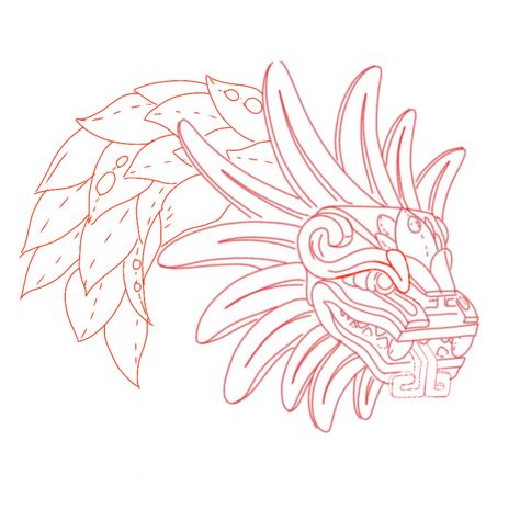 Aztec Drawing Sketches, Aztec Art Tattoo, Aztec Dragon, Quetzalcoatl Tattoo, Whang Od, Aztec Drawing, Aztec Tattoos, Medusa Tattoo Design, Mexican Art Tattoos