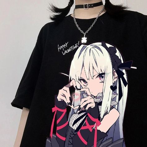 Punk Cartoon, E Girl Outfits, Street Clothes, T Shirt Aesthetic, Kawaii Cartoon, Black Clothing, Women Tshirt, Gothic Punk, Next Clothes