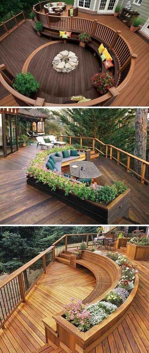 Minha casa no futuro Design Per Patio, Backyard Creations, Backyard Entertaining, Built In Seating, Decks Backyard, Backyard Deck, Built In Bench, Building A Deck, Garden Seating