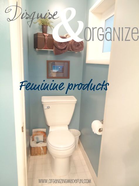 Hide and organize your feminine products Wc Decoration, Feminine Products, Laundry Ideas, Small Toilet Room, Downstairs Toilet, Small Toilet, Bathroom Paint Colors, Toilet Room, Water Closet