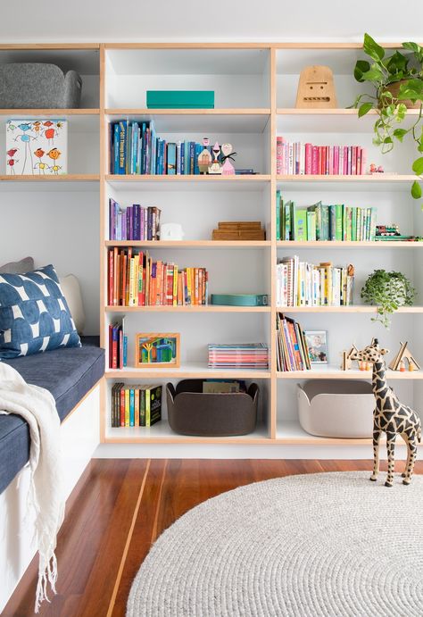 practical ideas that permit room to rumble, create, read, discover, build a fort or an entire city of Lego – all in a space that’s fresh, free and forgiving. Rumpus Room Ideas Families, Iris Decor, Rumpus Room, Narrow Rooms, Cool Bookshelves, Pretty Storage, Small Bookshelf, Activity Room, Bookshelf Styling