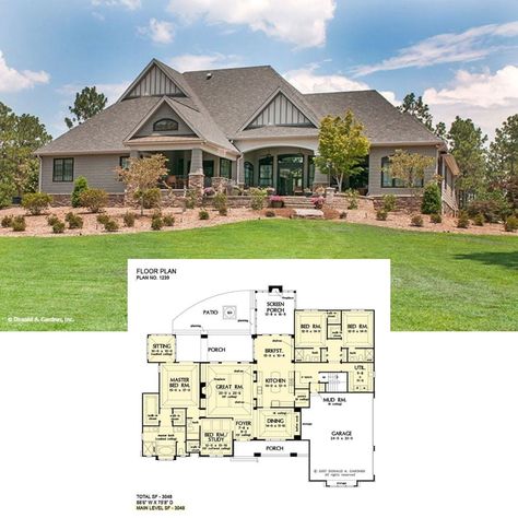 Rancher House, Patio Bed, Home Stratosphere, New House Plans, Screened Porch, Porch Patio, Bonus Room, House Plan, Floor Plan