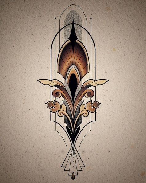 Art Nouveau Tattoo Design, Deco Tattoo, Neo Traditional Art, Art Deco Tattoo, Artsy Tattoos, Art Nouveau Tattoo, Motifs Art Nouveau, Nouveau Tattoo, Deco Wallpaper