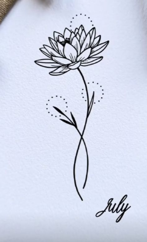 July Birth Flower Drawing, Water Lily Name Tattoo, Water Lily And Chrysanthemum Tattoo, July And April Flower Tattoo, Waterlilly Tattoo Arm, Dainty Water Lily Tattoo, Waterlilly Tattoo Fineline, July Water Lily Tattoo, Water Lilly Tattoos