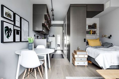 Reka Bentuk Bilik Tidur, Studio Apartment Living, Studio Apartment Design, Condo Interior Design, Luxury Bedroom Furniture, Hiasan Bilik Tidur, Small Apartment Interior, Living Room Decor Gray, Condo Interior