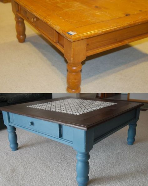 29 DIY Painted Coffee Table Ideas and Tips - GoTinySpace Paint Coffee Table, Chalk Paint Coffee Table, Ash Wood Furniture, Coffee Table Upcycle, Coffee Table Redo, Paint Coffee, Diy Furniture Makeover Ideas, Coffee Table Makeover, Old Coffee Tables