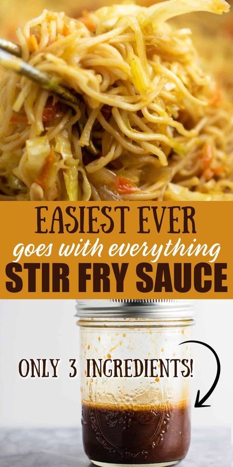 You need just 3 ingredients to make the BEST homemade stir fry sauce recipe. Make tasty takeout style Chinese food at home in your own kitchen! Easy Stir Fry Sauce, Fry Sauce Recipe, Stir Fry Sauce Easy, Homemade Stir Fry Sauce, Stir Fry Sauce Recipe, Homemade Stir Fry, Easy Stir Fry Recipes, Homemade Chinese Food, Easy Stir Fry