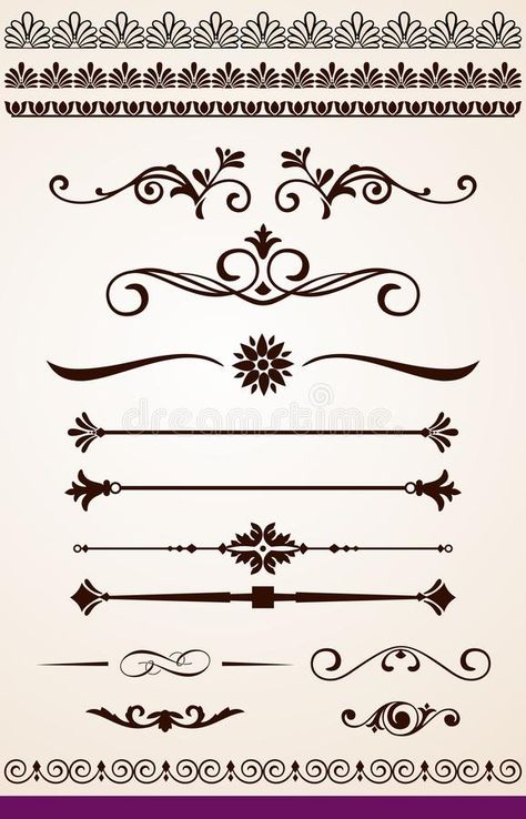 Page Or Text Dividers, Borders And Decorations Stock Vector - Illustration of paragraph, card: 49114849 Paragraph Design Ideas, Chapter Divider Design, Border Decoration Ideas For Paper, Poster Border Ideas, Chapter Page Design, Paragraph Design, Assignment Design, Heading Design, Border Lines