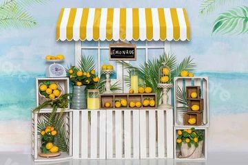 Beach Backdrop, Summer Lemonade, Seamless Backdrop, Save Room, Rubber Floor Mats, Lemon Decor, Lemonade Stand, Backdrop Design, Printed Backdrops