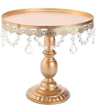 Antique Cake Stands with Crystals Hanging Bead, Round Metal Plate Holder for Dessert Cupcake|Ideal for Wedding Birthday Party Cakes Pedestal Display Stand (Gold, L) : Amazon.co.uk: Business, Industry & Science Gold Cupcake Stand, Cupcake Vintage, Wedding Plate Setting, Antique Cake Stands, Crystal Cake Stand, Cookie Display, Cupcake Stand Wedding, Gold Cake Stand, Metal Cake Stand