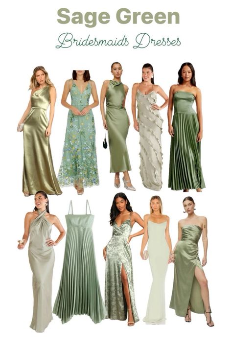 Light Green Silk Bridesmaid Dresses, Green Color Scheme Bridesmaid Dresses, Dark Sage Dress, Green Garden Party Dress, Sage Green Mismatched Bridesmaid Dresses, Garden Party Bridesmaids Dresses, Mismatch Green Bridesmaid Dress, Mismatched Green Bridesmaids, Sage Floral Bridesmaid Dresses