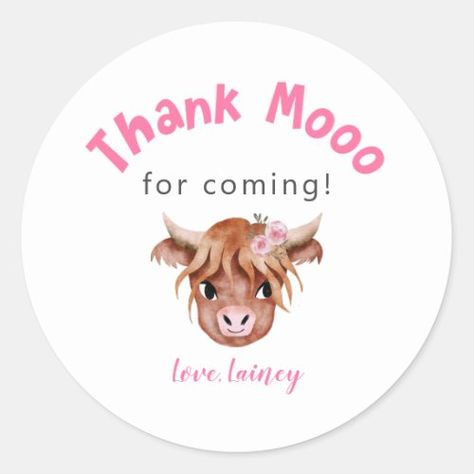 Pink Highland Cow Birthday Party Favor for $7.25 - Birthday Stickers Highland Cow 1st Birthday Boy, Cow Party Favors, Highland Cow Birthday Party, Highland Cow Birthday, Cow Baby Shower Theme, Cow Birthday Party, Cow Baby Shower Invitations, Boys Birthday Party Favors, 11 Birthday