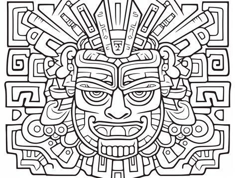 illustration of Mesmerizing Aztec patterns Aztec Designs Pattern, Aztec Pattern Drawing, Coloring Page For Adults, Aztec Culture, 5th Grade Reading, Aztec Art, Aztec Designs, Aztec Pattern, Pattern Drawing