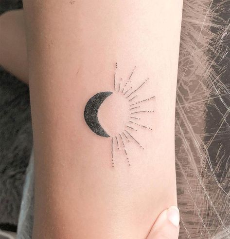 Minimalist Moon Tattoo, Moon Tattoo Ideas, Half Moon Tattoo, Tattoo On Wrist, Half Sun, Moon Tattoos, Tattoo Love, First Tattoo, Moon Tattoo