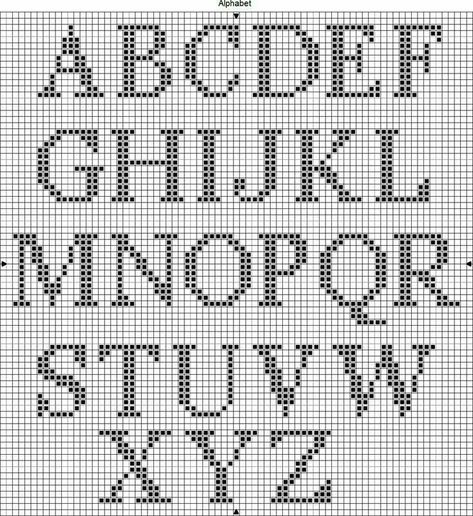 Crossstich Alphabet, Fonts Cross Stitch, Letters Cross Stitch, Pola Jaring, Alphabet Patterns, Stitch Letters, Crochet Alphabet, Crochet Letters, Cross Stitch Alphabet Patterns