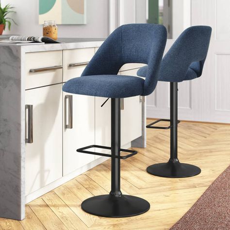 Hokku Designs Zager Swivel Adjustable Height Bar Stools, Leather Upholstered Counter Stools, Modern Pub Stool & Reviews | Wayfair Home Bar Areas, Console Table Living Room, Cozy Seating, Metal Stool, Living Room Bench, Adjustable Bar Stools, Swivel Stool, Living Room Accents, Living Room Shop