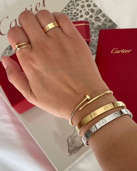 How perfect it is by @shoepursemomma 🔥😍🤩🔥 . . . . #CARTIER #CARTERLove #CARTIERLoveBracelet #CARTIERRing #CARTIERWatch #CARTIERBracelet… Silver Cartier Bracelet, Cartier Bangle, Nail Bangle, Cartier Love Ring, Nail Bracelet, Expensive Jewelry Luxury, Accesories Jewelry, Cartier Jewelry, Dope Jewelry